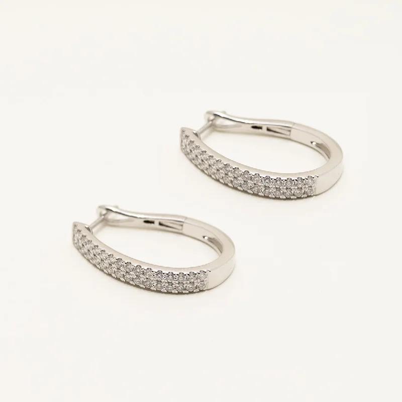 Dabakarov Diamond Oval Hoop Earrings in 14kt White Gold (3/4ct tw)