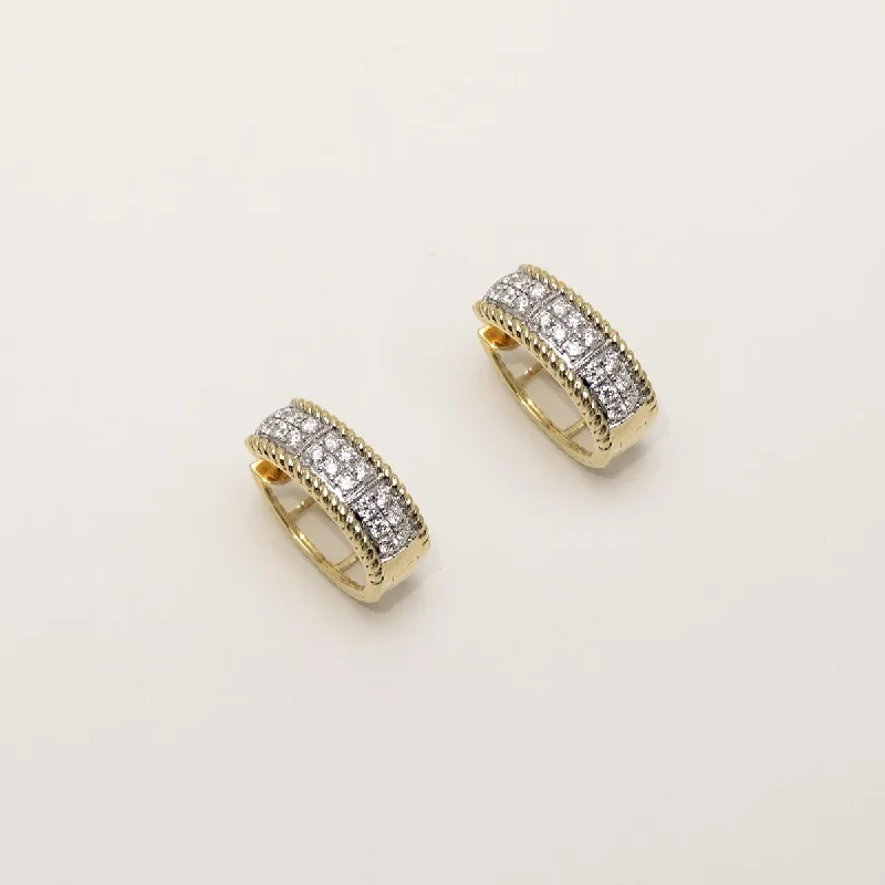 Dabakarov Diamond Oval Hoop Earrings in 14kt Yellow and White Gold (1ct tw)