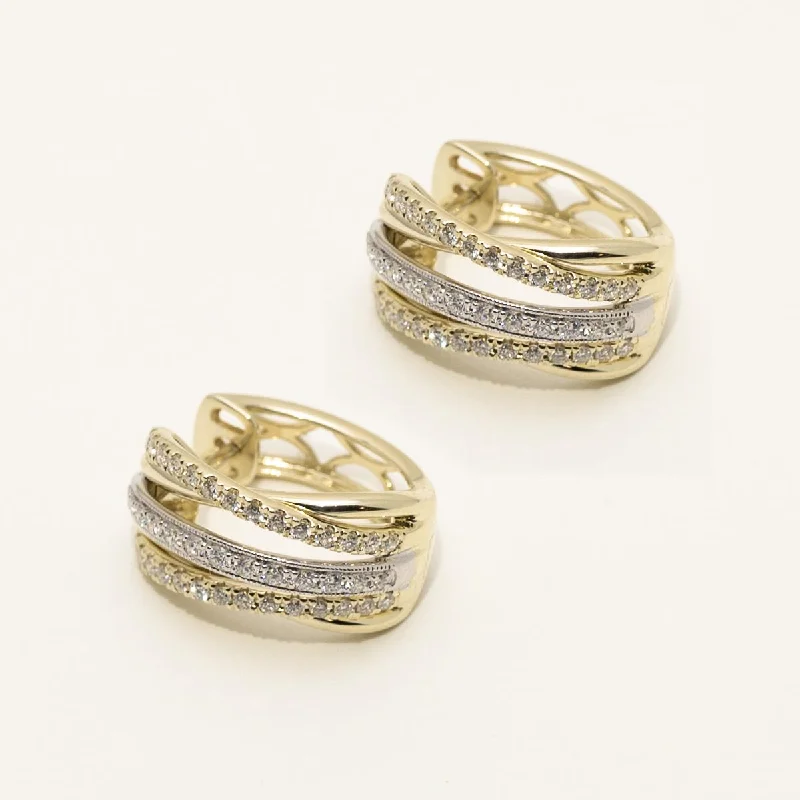 Dabakarov Diamond Twist Hoop Earrings in 14kt Yellow and White Gold (7/8ct tw)