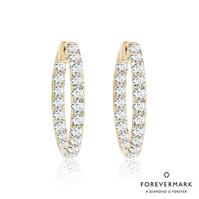 Forevermark Petite Diamond Oval Hoop Earrings in 14kt Yellow Gold (2ct tw)