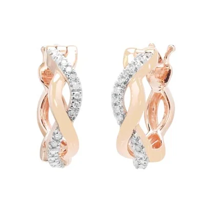 Diamond Hoop Earrings in 10kt Rose Gold (1/20ct tw)