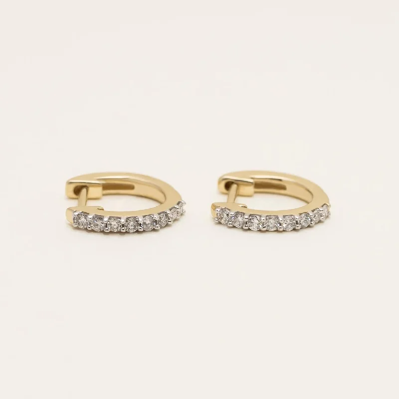 Diamond Hoop Earrings in 14kt Yellow Gold (1/74ct tw)