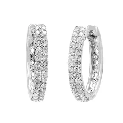 Diamond Oval Hoop Earrings in 14kt White Gold (1/2ct tw)