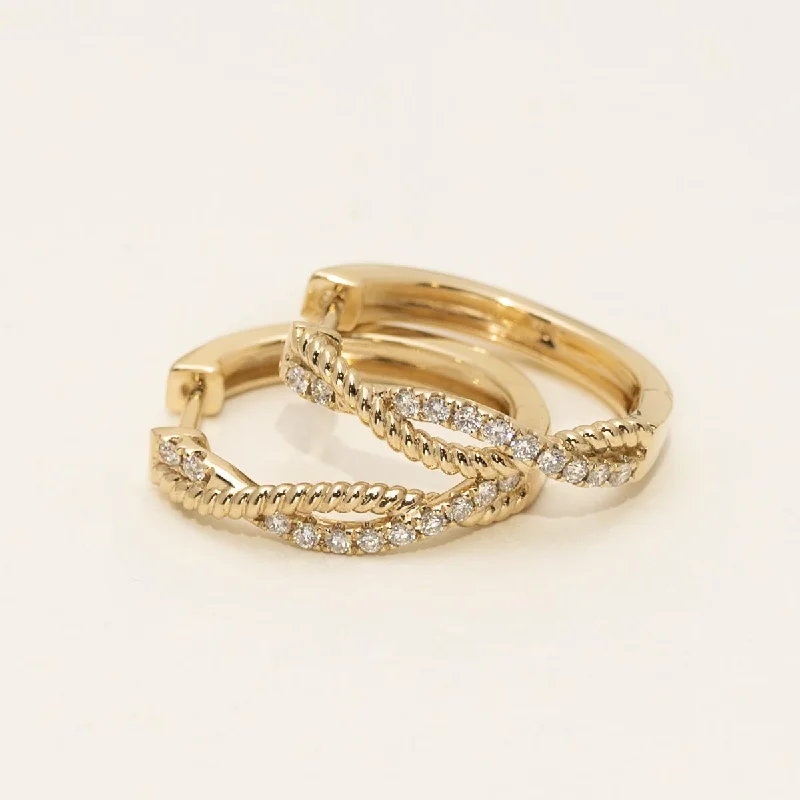 Diamond Twist Hoop Earrings in 14kt Yellow Gold (1/4ct tw)