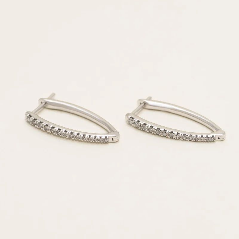 Diamond V Hoop Earrings in 10kt White Gold (1/4ct tw)