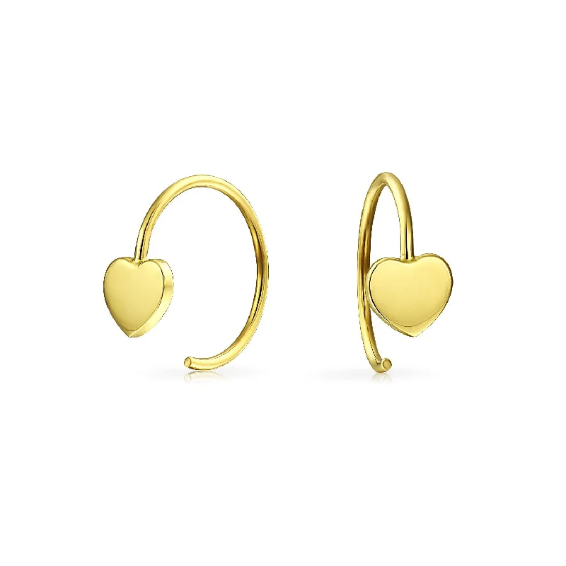 Initials Letter A Minimalist 14K Gold Hoop Huggie Earrings