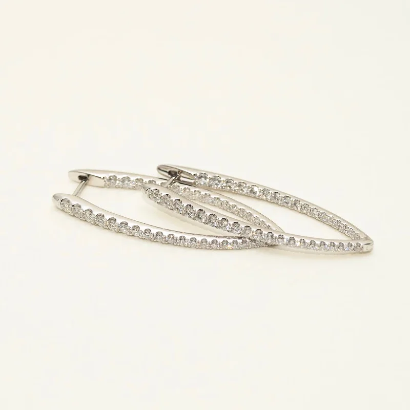 Memoire Imperial Diamond Hoop Earrings in 18kt White Gold (1 5/8ct tw)