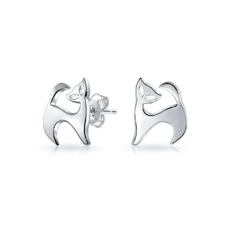 Siamese Cat Stud Earrings in Sterling Silver - Whimsical and Cute Pet Jewelry