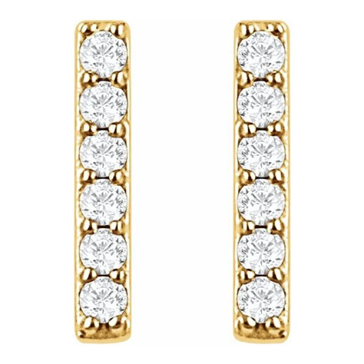 14K Yellow 1/10 CTW Lab-Grown Diamond Bar Earrings