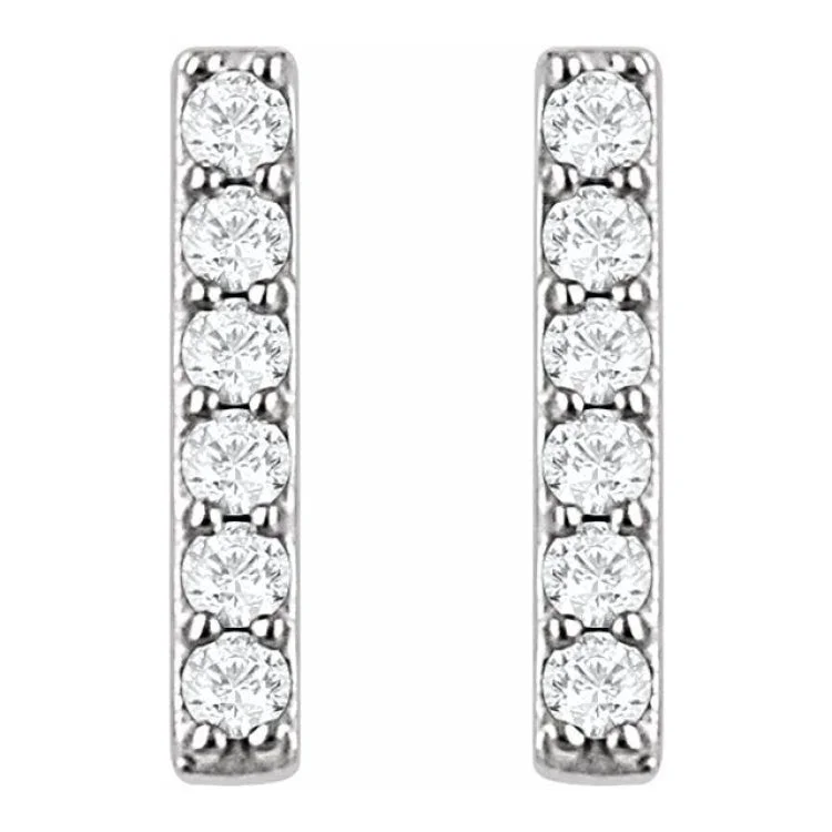 14K White 1/10 CTW Lab-Grown Diamond Bar Earrings