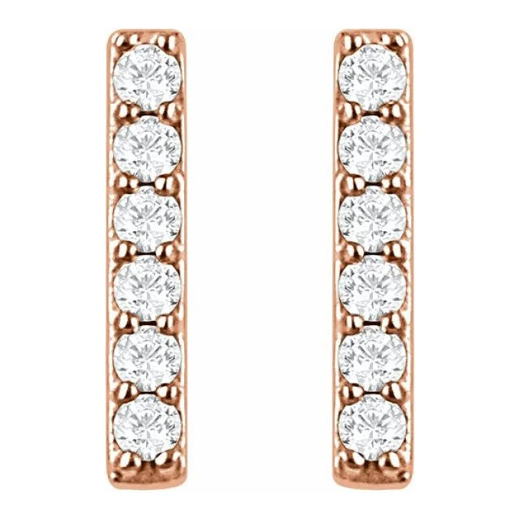 14K Rose 1/10 CTW Lab-Grown Diamond Bar Earrings