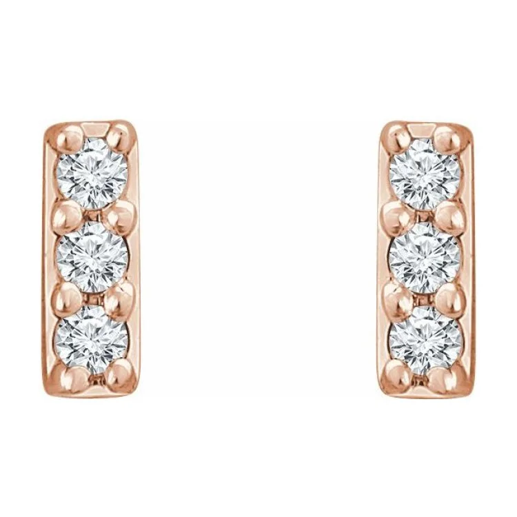 14K Rose .05 CTW Natural Diamond Bar Earrings