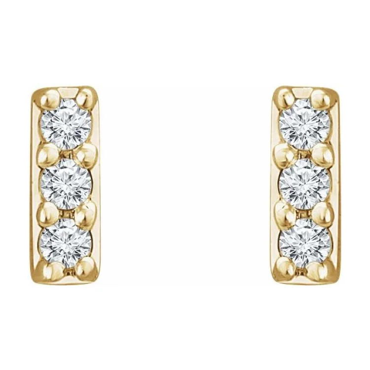 14K Yellow .05 CTW Lab-Grown Diamond Bar Earrings