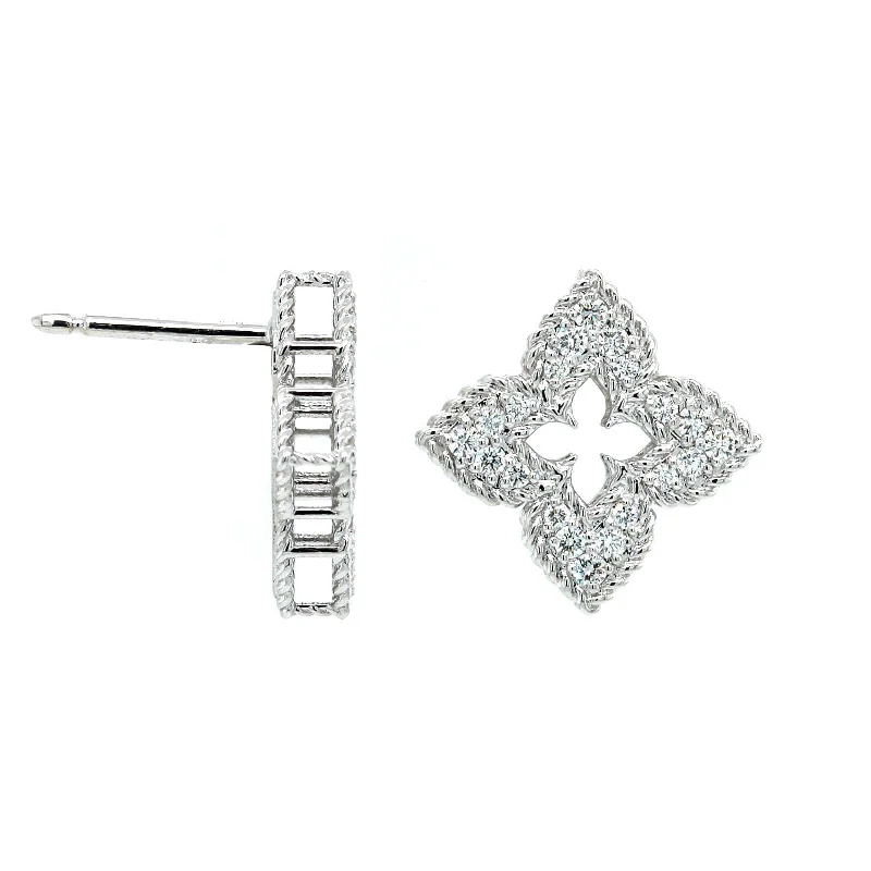 Roberto Coin 18K White Gold Venetian Princess Pave Diamond Stud Earrings