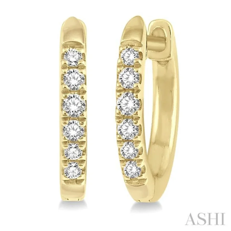 1/8 ctw Round Cut Diamond Huggies Earring in 10K Yellow Gold