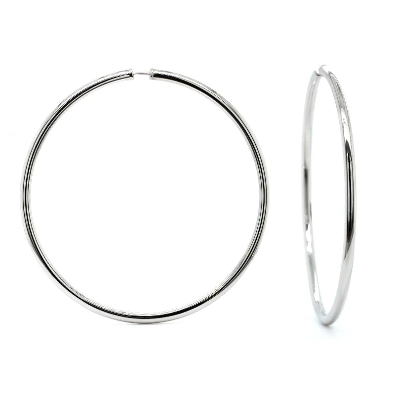 14K White Gold Endless Hoop Earrings