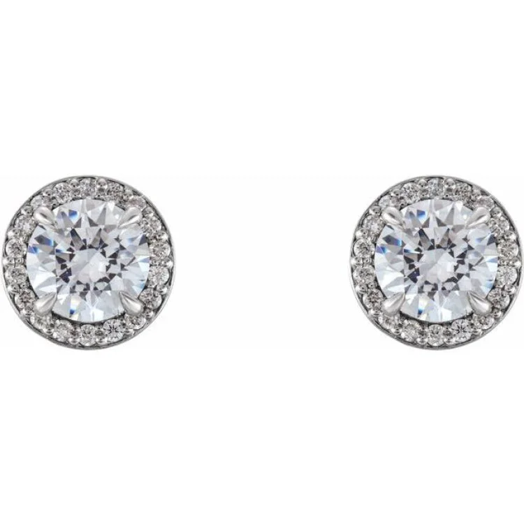 Platinum 3/8 CTW Natural Diamond Halo-Style Earrings