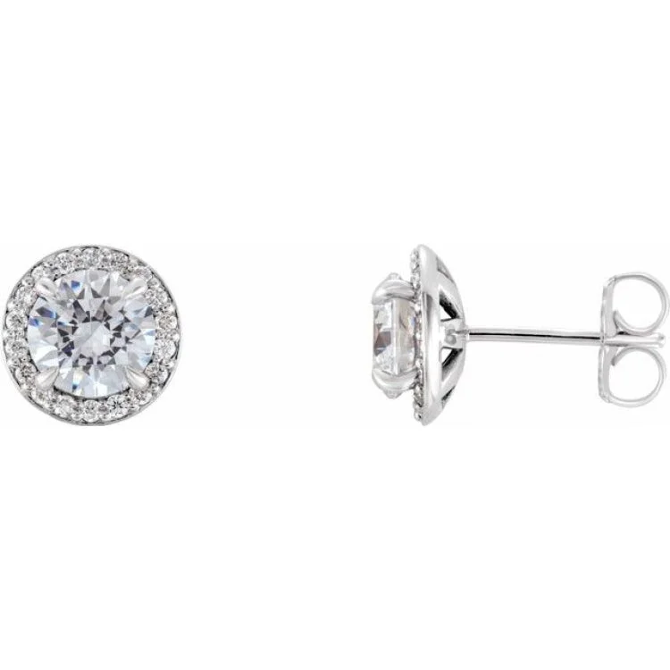 Platinum 1 CTW Natural Diamond Halo-Style Earrings