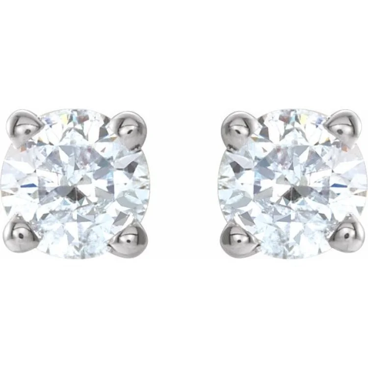 14K White 1/4 CTW Natural Diamond Stud Earrings with Friction Post