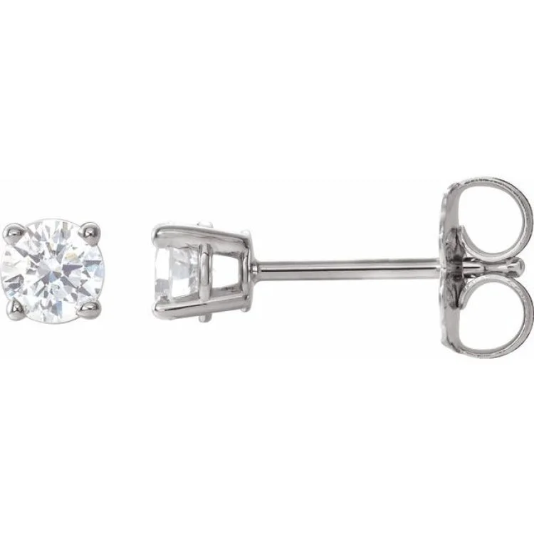 14K White 1/3 CTW Natural Diamond Stud Earrings with Friction Post