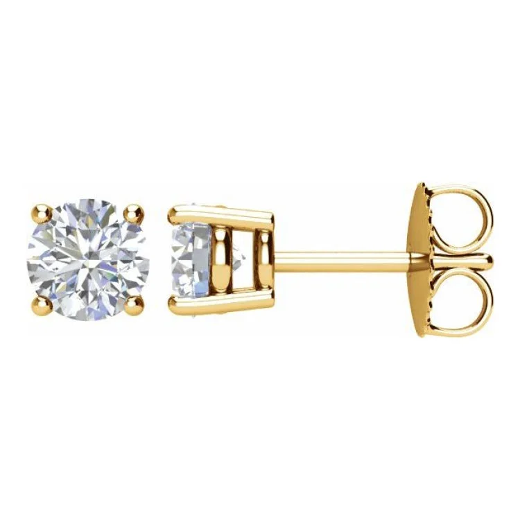 14K Yellow 1 CTW Natural Diamond Stud Earrings with Friction Post