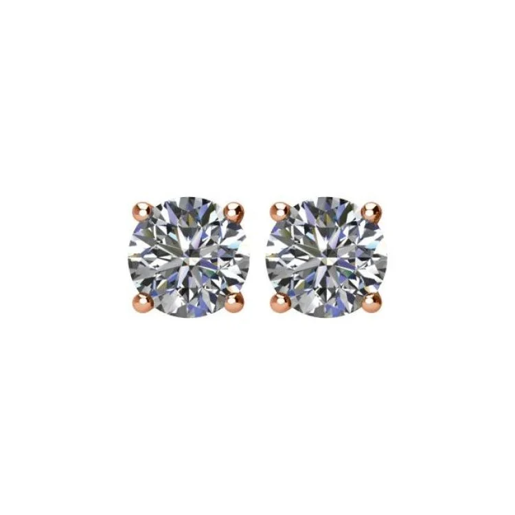 14K Rose 1 CTW Natural Diamond Stud Earrings with Friction Post