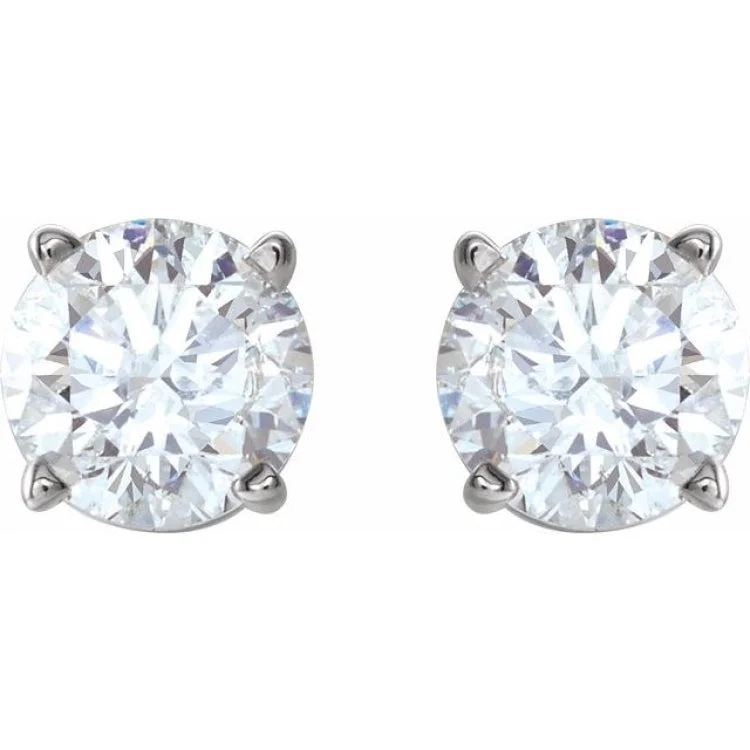 Platinum 1 CTW Natural Diamond Stud Earrings with Friction Post