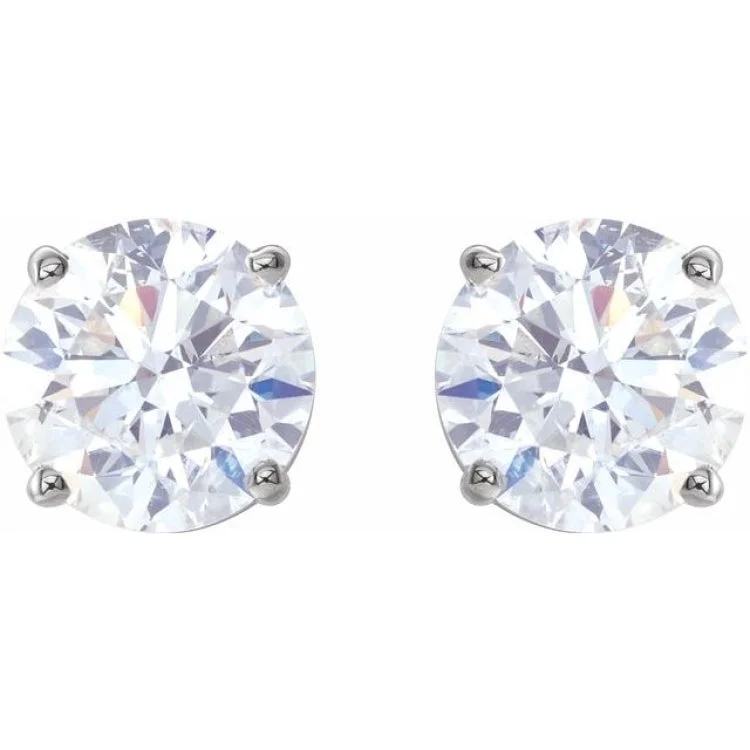 Platinum 2 CTW Natural Diamond Stud Earrings with Friction Post