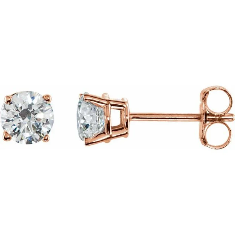 14K Rose 1 1/2 CTW Natural Diamond Stud Earrings with Friction Post