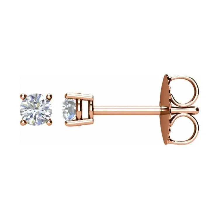 14K Rose 2 CTW Natural Diamond Stud Earrings with Friction Post