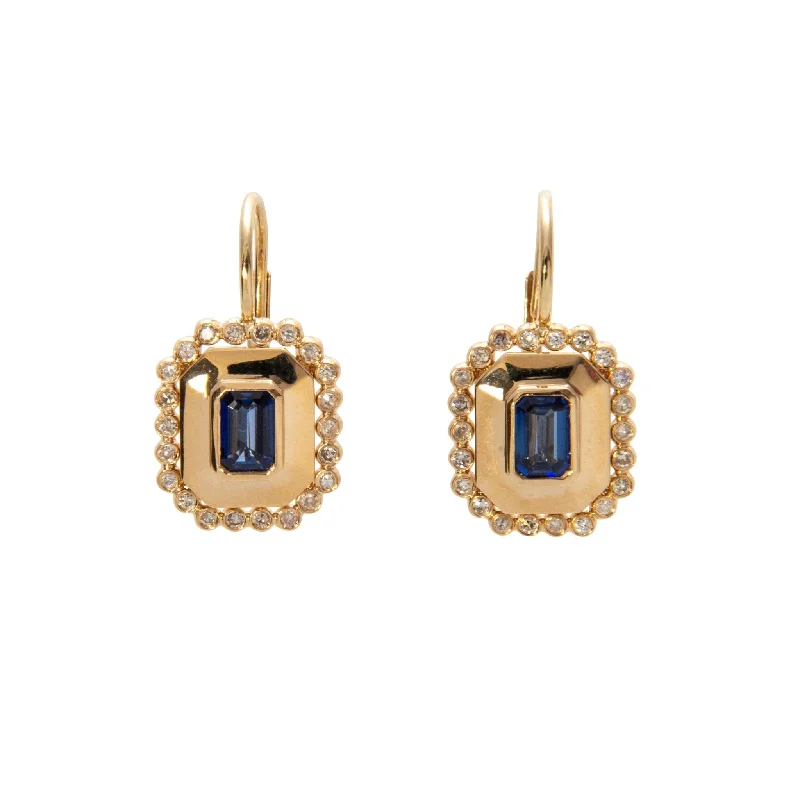 Sapphire & Diamond 14K Yellow Gold Earrings