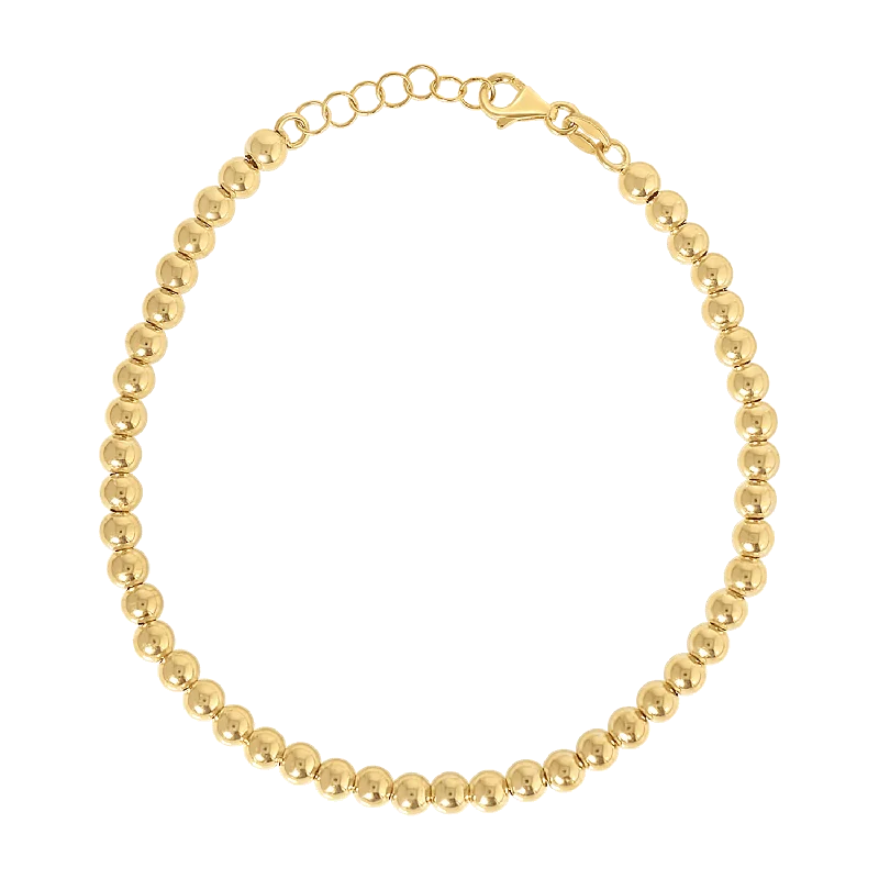 14K Gold 4mm Ball Bead Bracelet