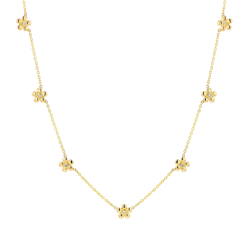 Diamond Flower Chain Necklace