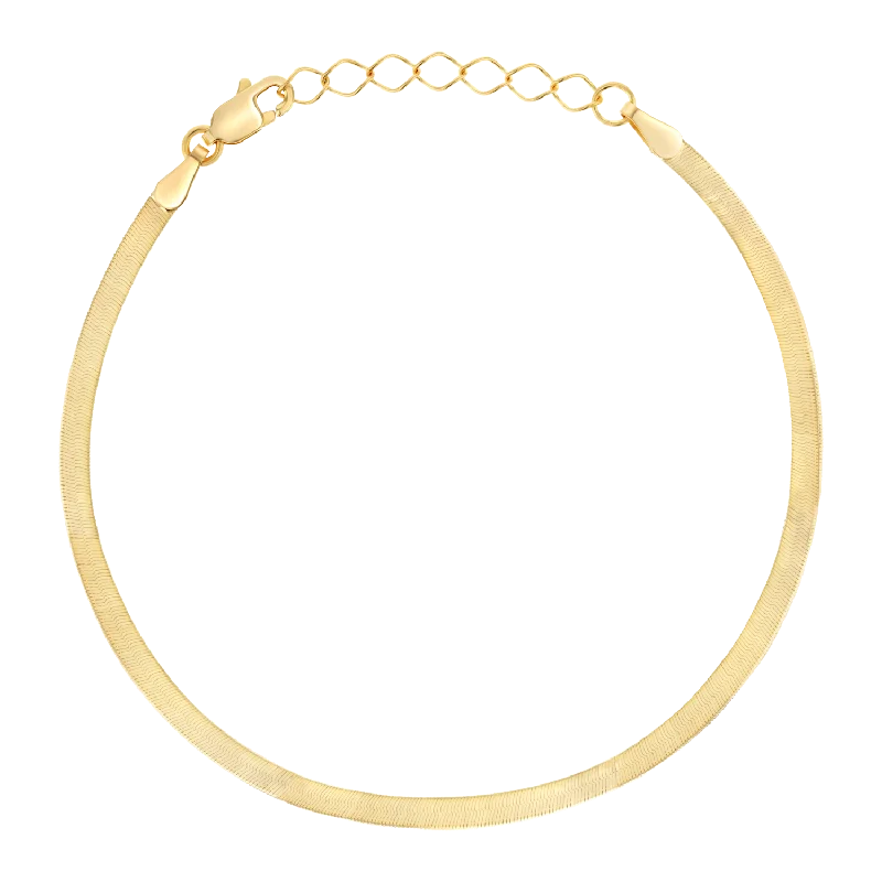 14K Gold Thin Herringbone Bracelet 3mm