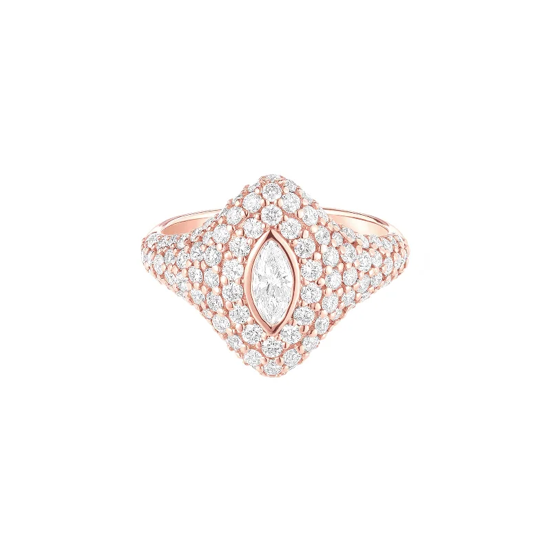 Marquise Diamond Bling Pinky Ring - Rose Gold