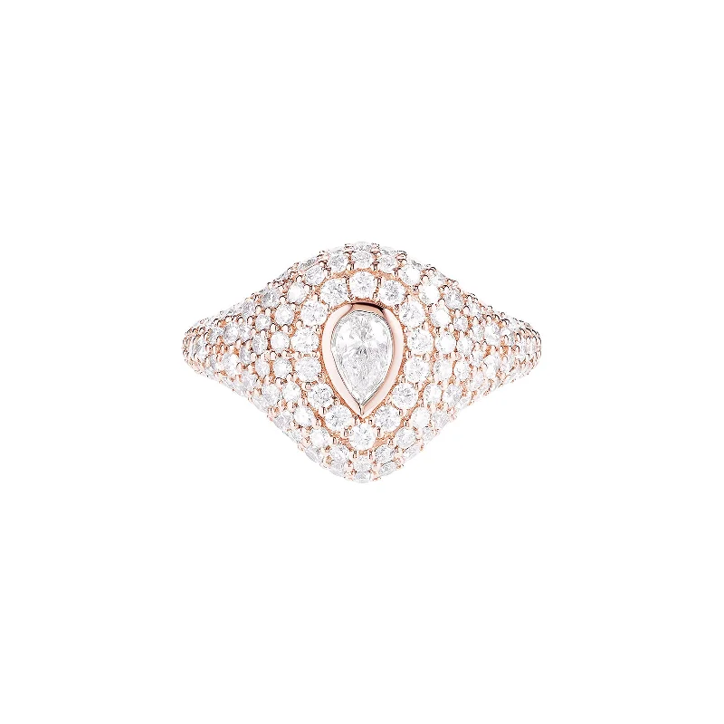 Pear Bling Pinky Ring - Rose Gold