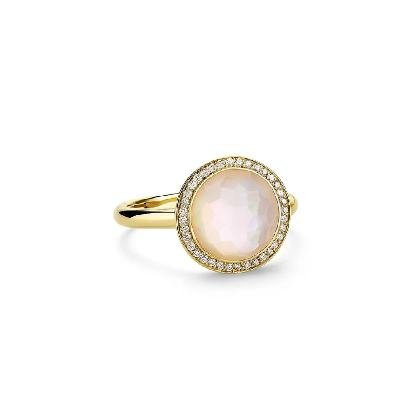 IPPOLITA Lollipop 18K Yellow Gold Mini Diamond Ring in Mother-of-Pearl Doublet