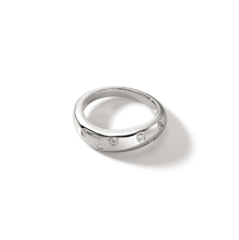 John Hardy Surf Silver Scattered Diamond Ring