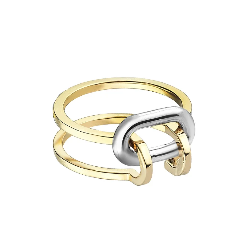 Duo Bolt Ring - Gold & Silver