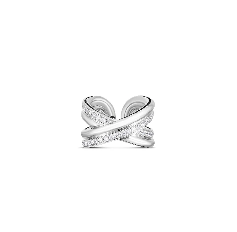 Roberto Coin Cialoma White Gold Diamond Crossover Ring