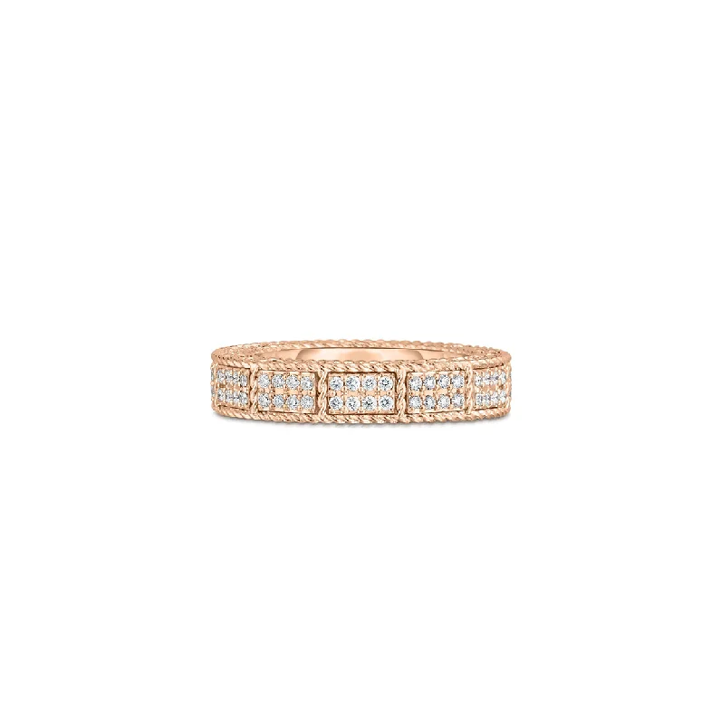 Roberto Coin Mosaic Rose Gold Ring with Diamonds