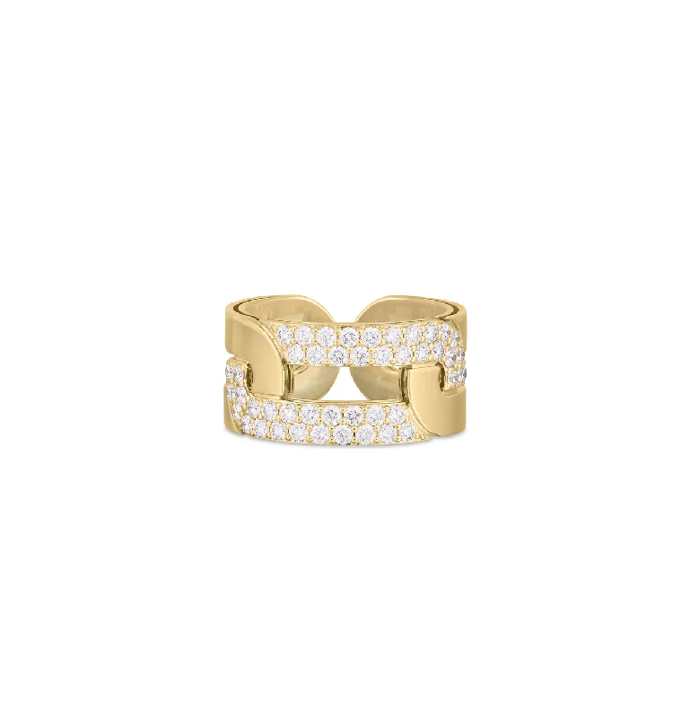 Roberto Coin Navarra Yellow Gold Diamond Wide Ring