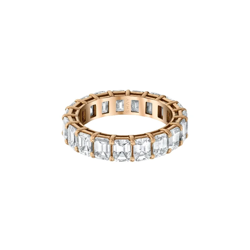 Diamond Emerald Cut Eternity Band - Rose Gold