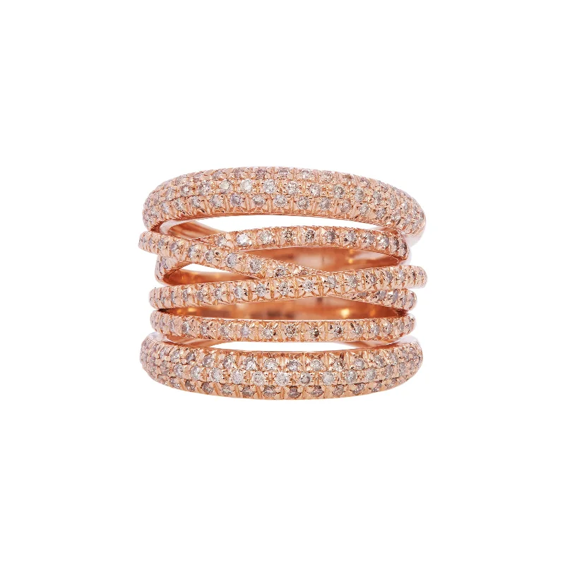 Scribble Brown Diamond Ring - Rose Gold