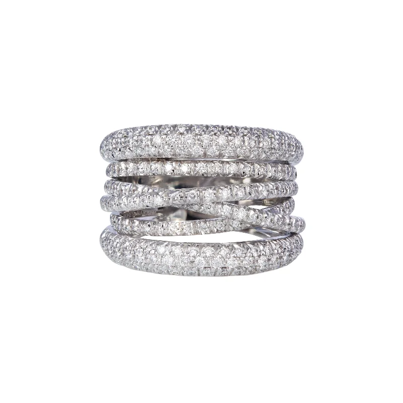 Scribble White Diamond Ring - White Gold