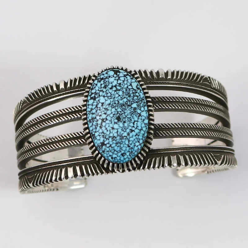 Spiderweb Kingman Turquoise Cuff