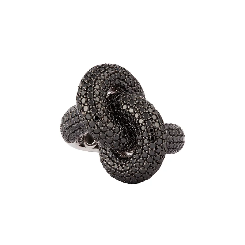 The Big Black Diamond Legacy Knot Ring - White Gold