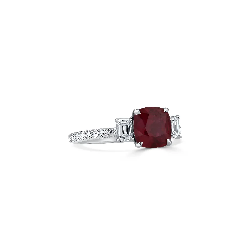 Sabel Collection White Gold Cushion Ruby and Diamond Ring