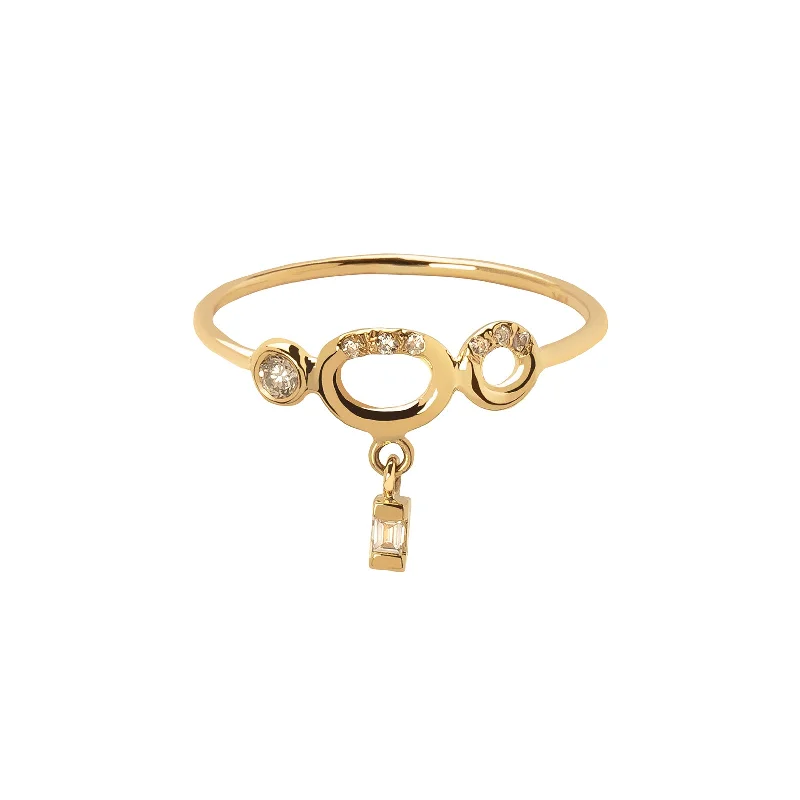 Gravity Gold Oval Charm Ring