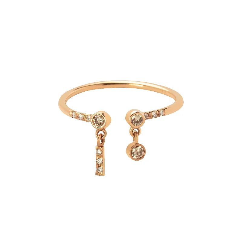 Gravity Open Charm Dangle Ring - Rose Gold